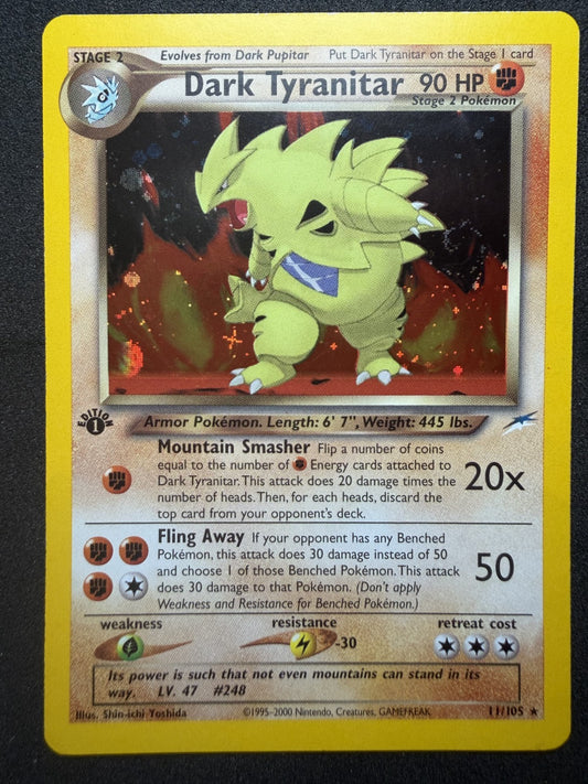 Pokemon Dark Tyranitar Neo Destiny Holo 1st Edition 11/105 - & SWIRL - LP