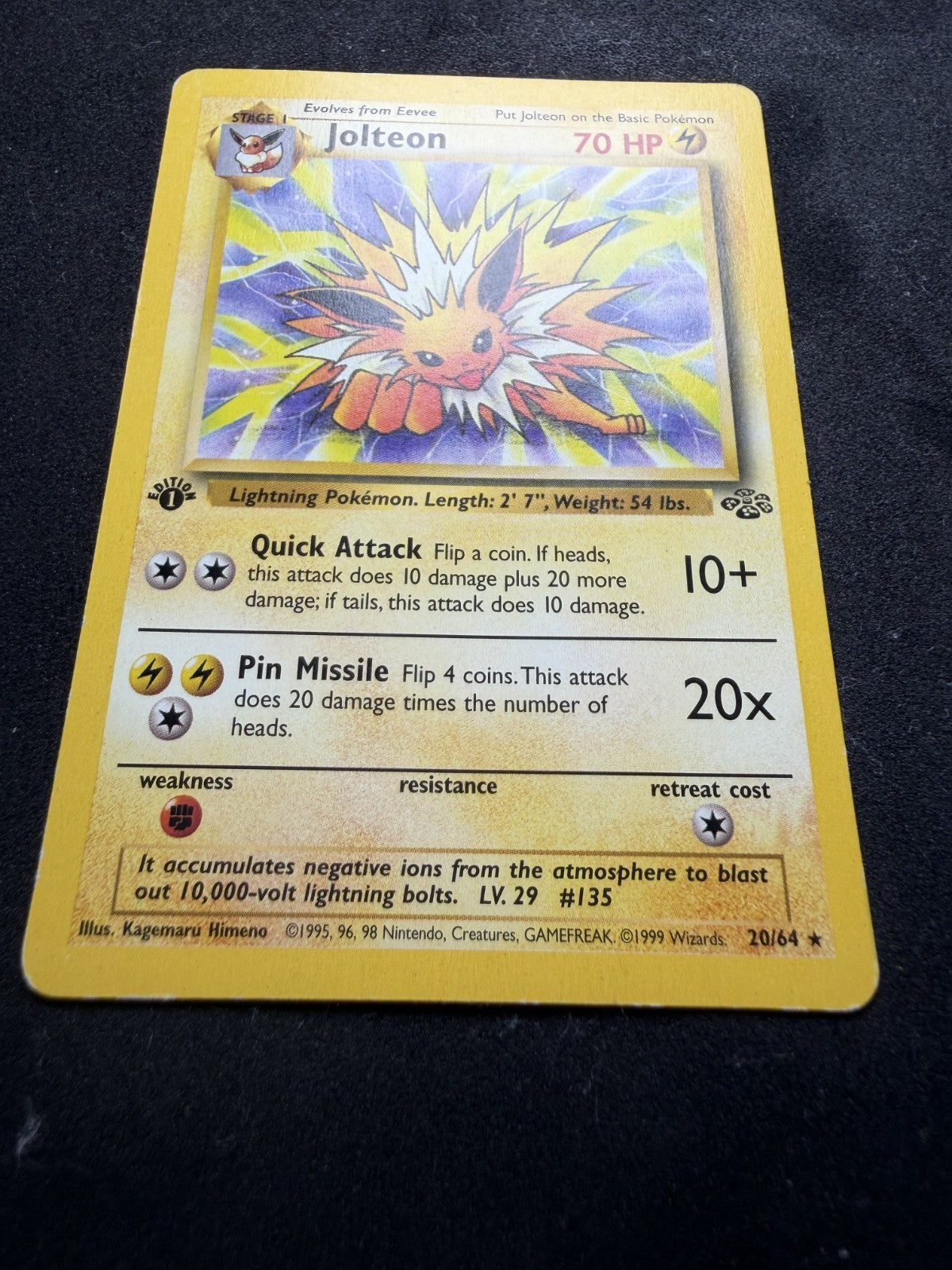 Pokemon TCG: Jolteon [1st Edition] #20 Pokemon Jungle Non Holo - MP