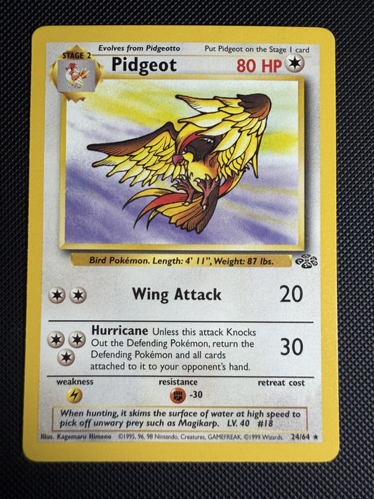 Pidgeot 24/64 Rare Jungle Pokemon Card Unlimited - NM+