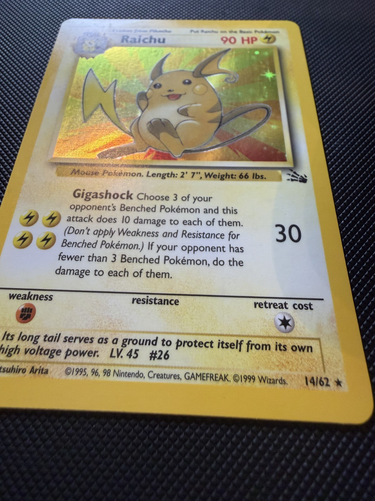 Raichu 14/62 Rare Fossil Pokemon Unlimited Holo - LP+