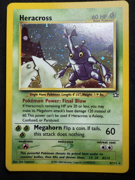 Heracross - 6/111 - Pokemon Neo Genesis Unlimited Holo Rare Card WOTC - NM