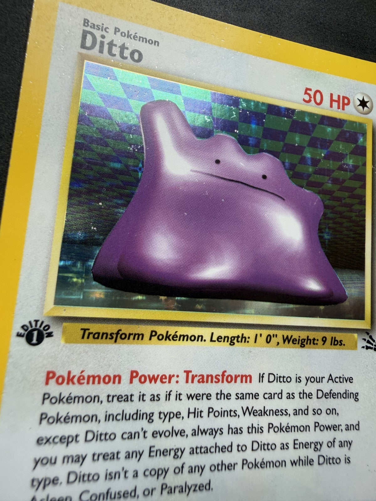 Pokémon 1999 Fossil Ditto 3/62 Holo Rare 1st Edition - MP