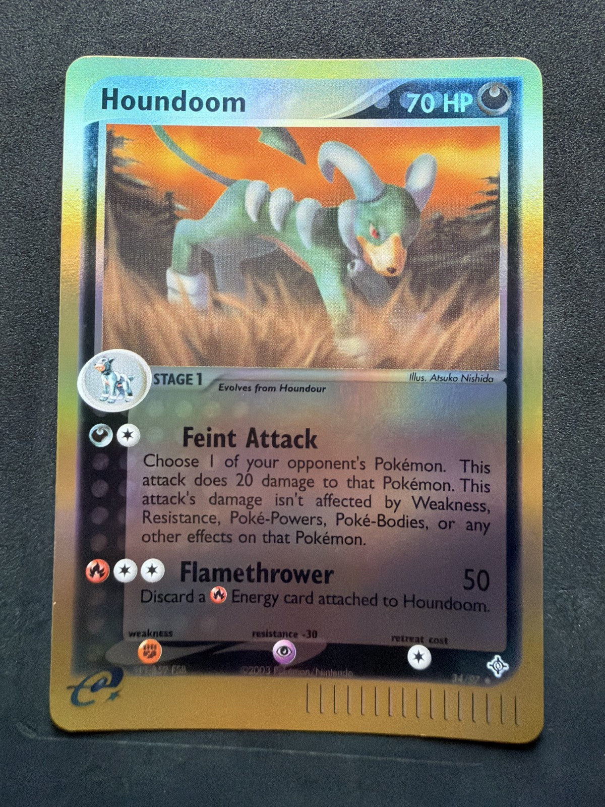 Houndoom 34/97 Dragon Reverse Holo Uncommon Vintage Pokemon Card - NM