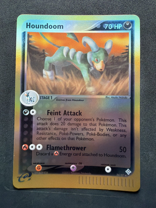 Houndoom 34/97 Dragon Reverse Holo Uncommon Vintage Pokemon Card - NM