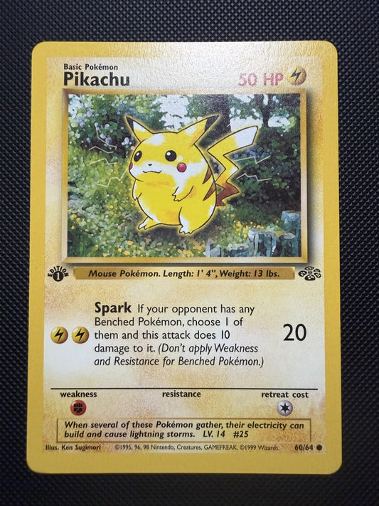 Pikachu 60/64 Jungle Set First Edition Pokemon Card - NM