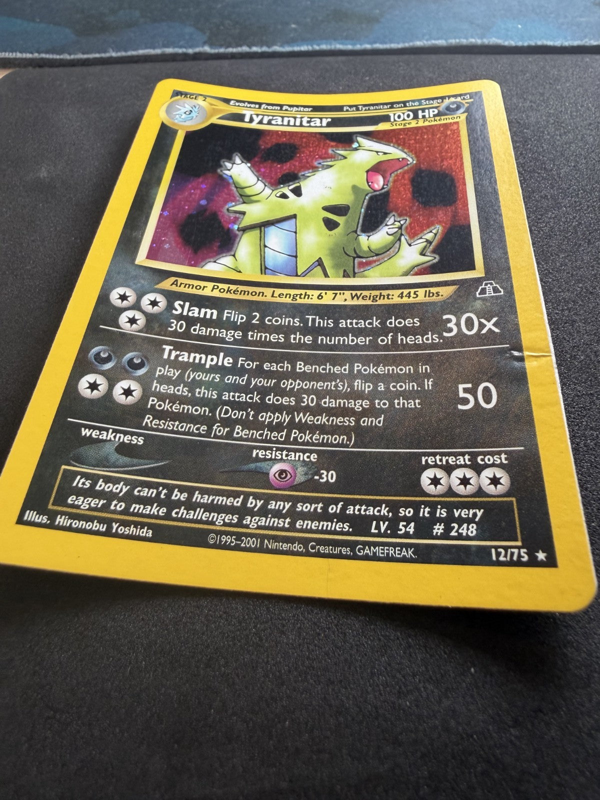 Pokemon TCG - Tyranitar Neo Discovery - 2001 - Holo 12/75 Rare WoTC - *Creased* - NM