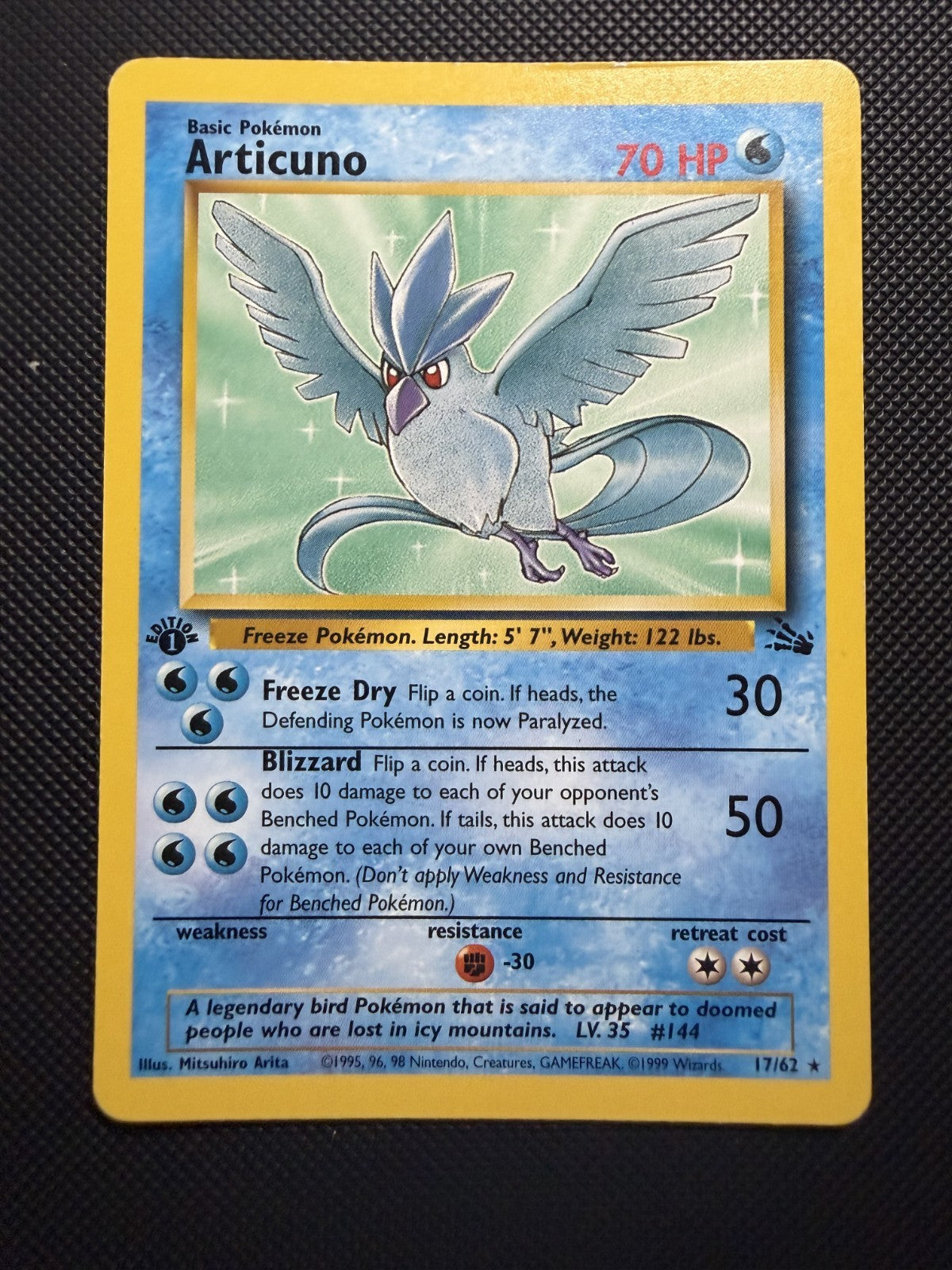 Articuno 17/62 Fossil Rare Pokemon 1st Edition - LP