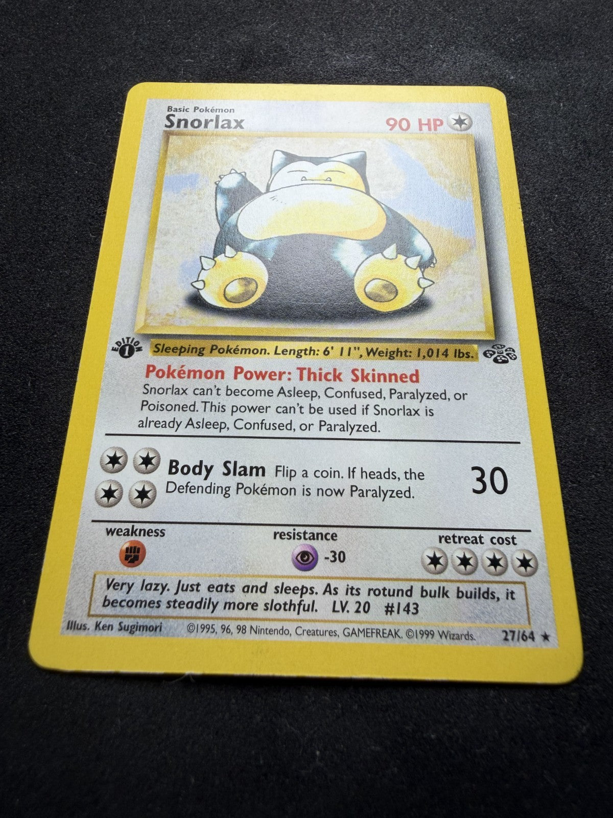 Pokemon TCG: Snorlax [1st Edition] #27 Pokemon Jungle Non Holo - LP