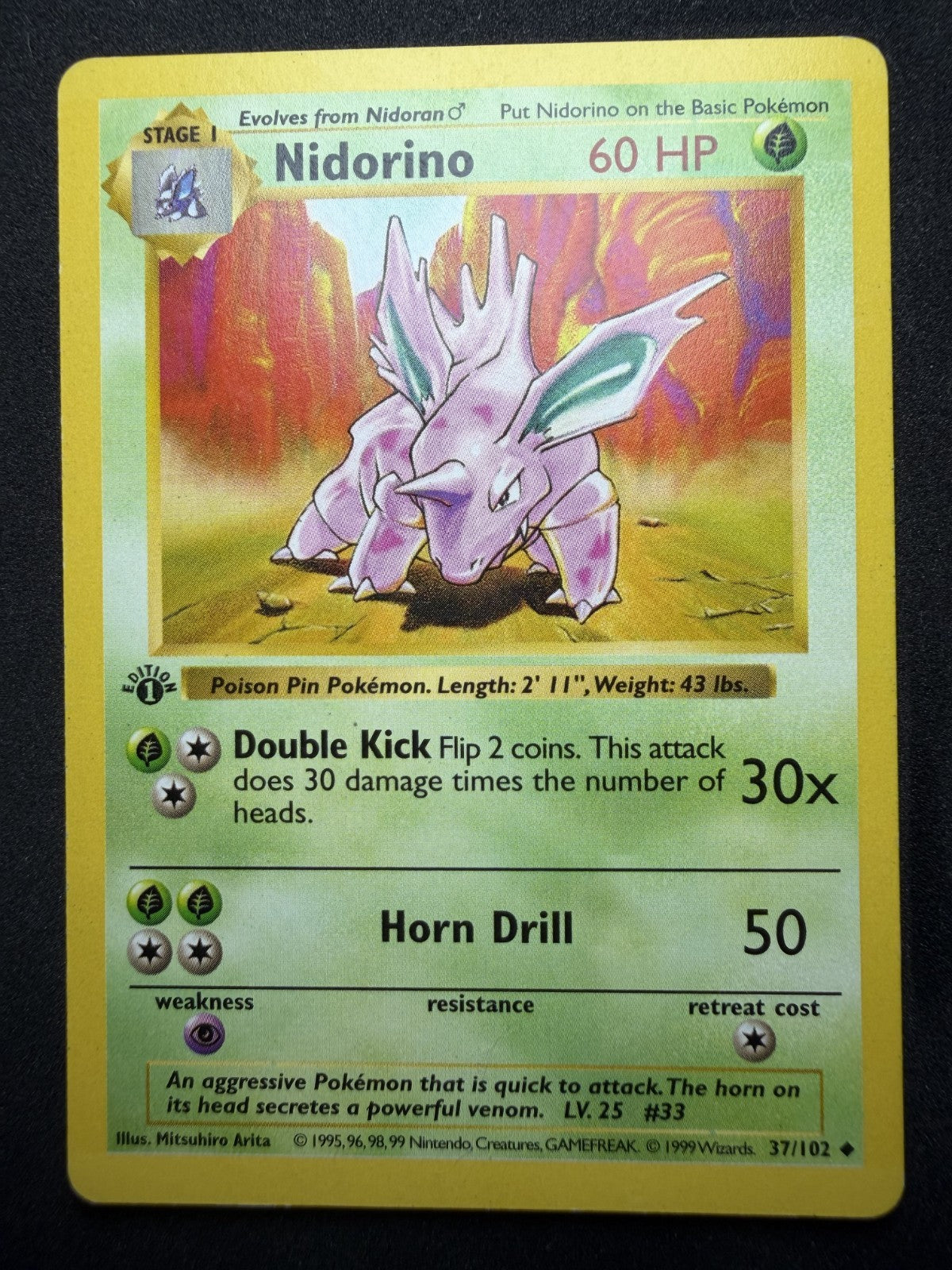 Pokemon TCG: Nidorino [1st Edition] #37 Shadowless - LP