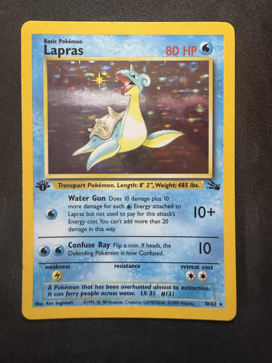 Pokemon Card - Lapras Holo Ultra Rare 1999 Fossil Set Edition 10/62 - MP