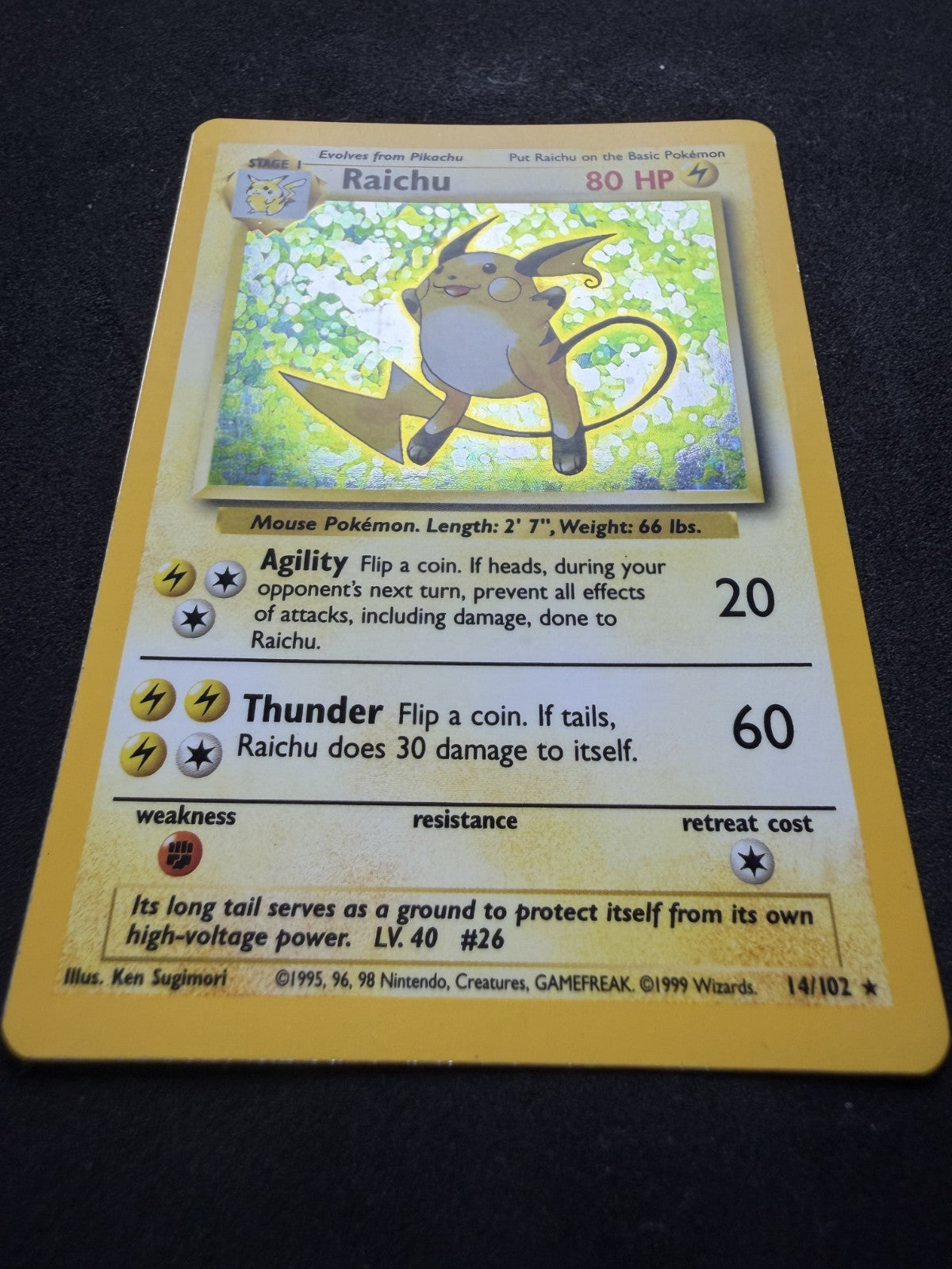 Pokemon TCG: Raichu #14 Pokemon Base Set - LP+/NM