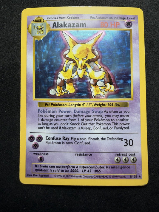 Pokemon TCG: Alakazam [Shadowless] #1 Pokemon Base Set - MP