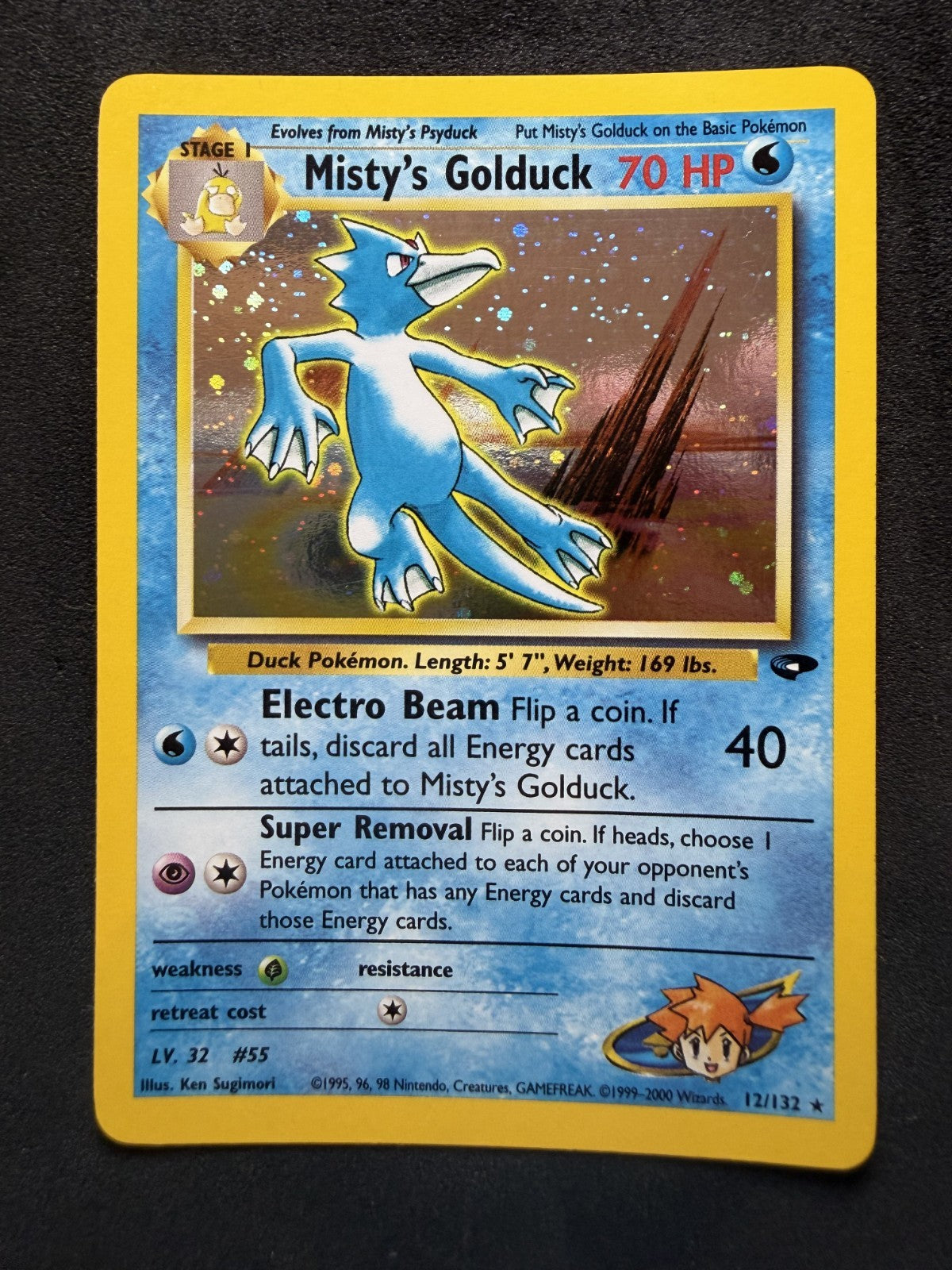 Misty's Golduck 12/132 Unlimited Holo Gym Challenge Pokemon 2000 - NM