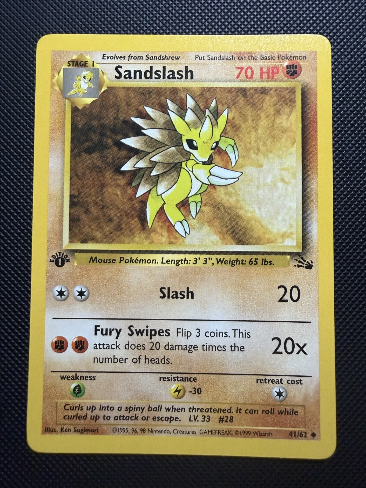 Sandslash 41/62 Fossil 1st Edition Pokemon - NM