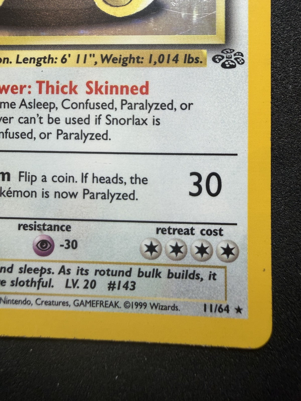 1st Edition Snorlax Jungle 1999 Holo Rare 11/64 - MP