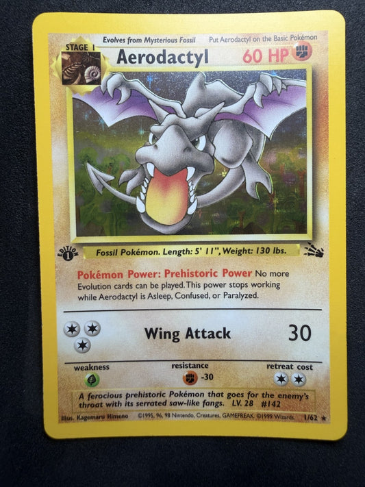 Aerodactyl Holo 1/62 1st Edition Fossil Rare Pokemon WOTC Vintage Card - NM