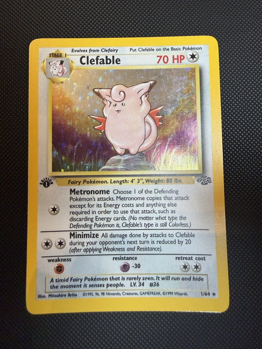 Pokemon Cards Clefable 1/64 1st Edition Holo Jungle WOTC Rare - MP+