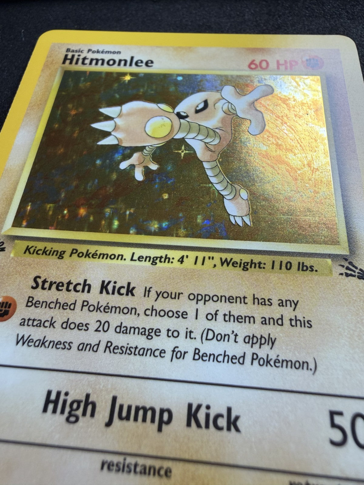 Pokemon TCG Hitmonlee 7/62 Fossil Unlimited Holo 1st Ed - LP