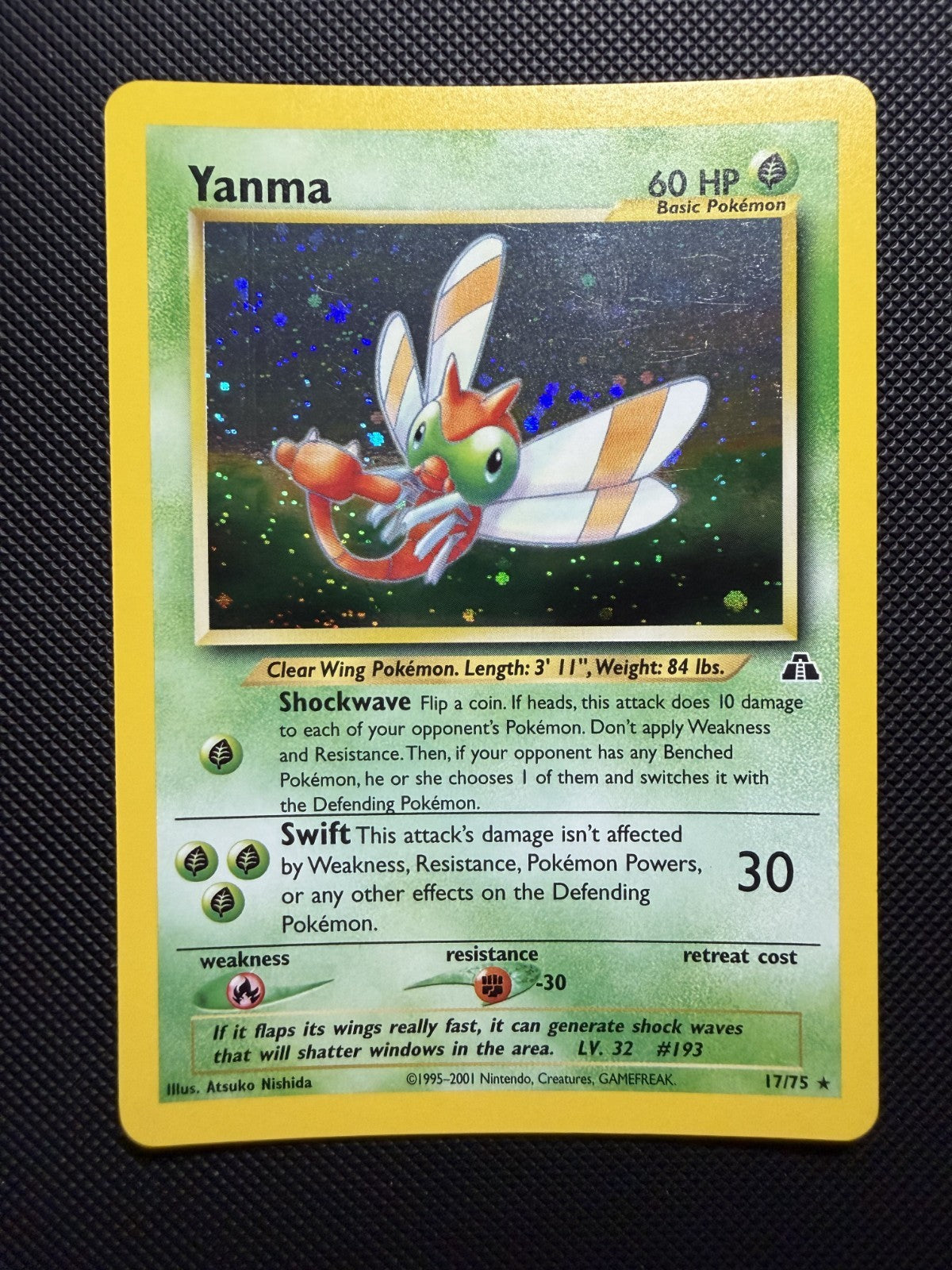 Yanma - 17/75 - Holo Rare - Neo Discovery - Pokemon Card - NM
