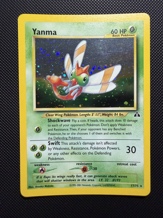 Yanma - 17/75 - Holo Rare - Neo Discovery - Pokemon Card - NM