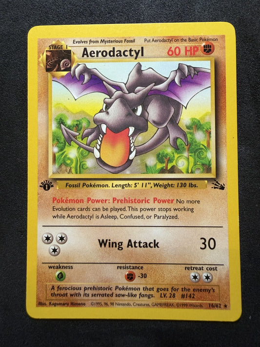 Aerodactyl 16/62 1st Edition Fossil Rare - WOTC Pokemon Card - LP