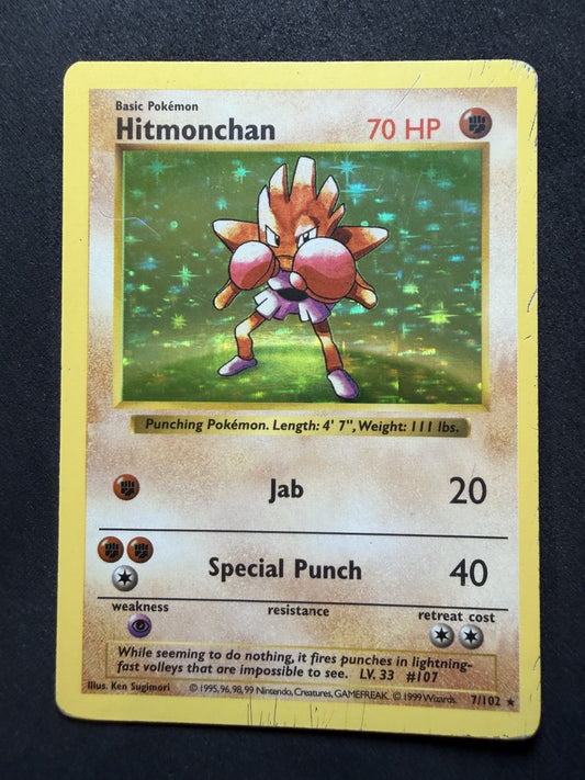 Hitmonchan 7/102 Base Set Shadowless Holo Rare Holo POKEMON - MP