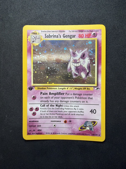 Sabrina's Gengar 14/132 Gym Heroes 1st Ed Holo Vintage Pokemon - & SWIRLLL - VLP