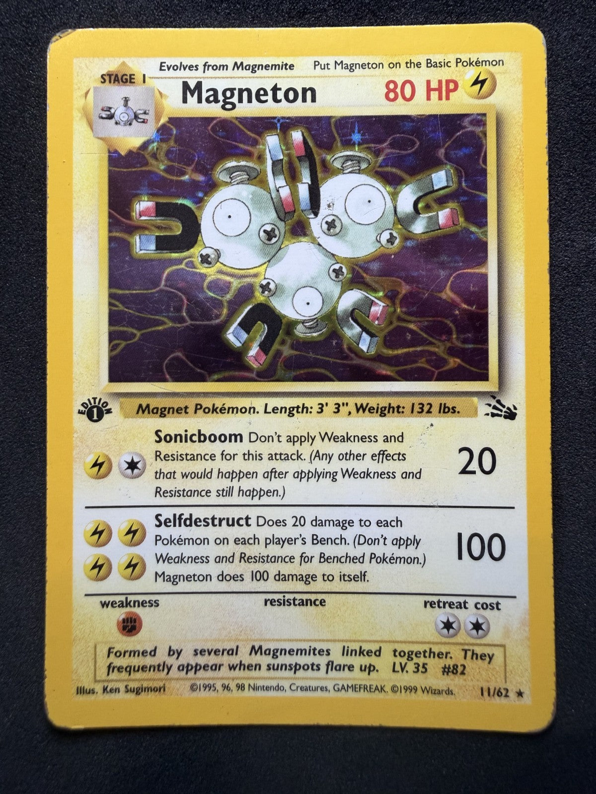 Pokemon TCG - Magneton 11/62 Fossil Holo Rare 1st Edition WOTC - MP