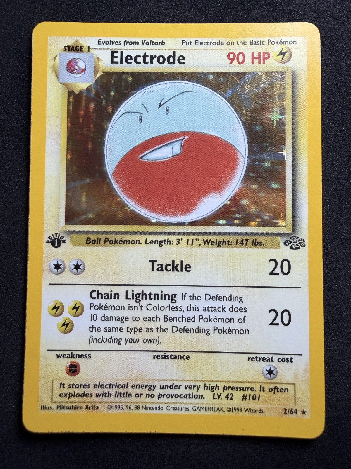 Electrode 2/64 Rare Jungle Pokemon 1st Edition Holo - LP