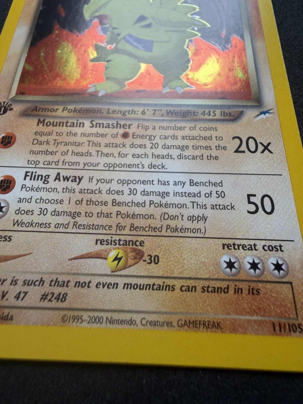 Pokemon Dark Tyranitar Neo Destiny Holo 1st Edition 11/105 - & SWIRL - LP