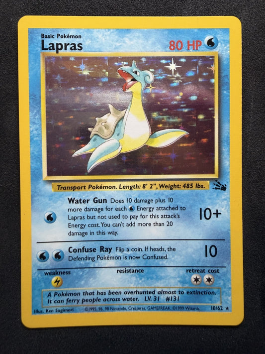 Pokemon Card - Lapras 10/62 Unlimited Non Holo Rare - Fossil WOTC - NM