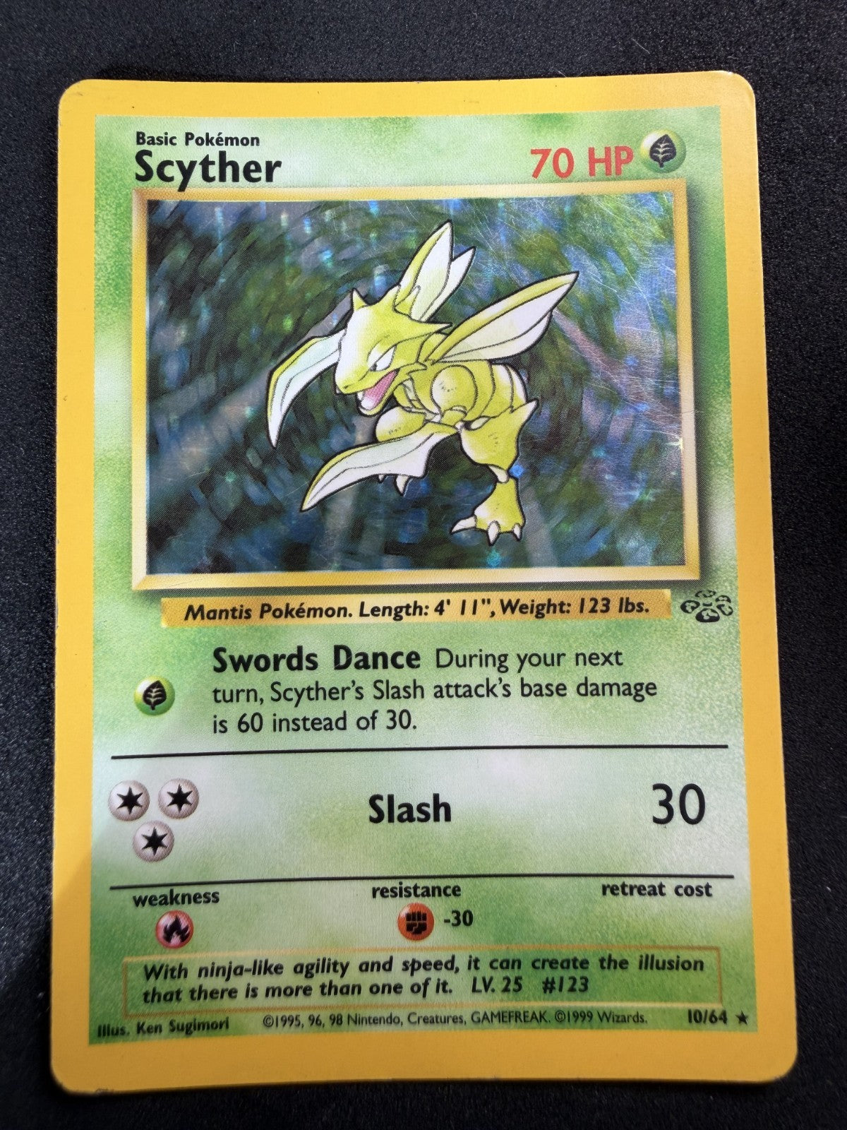 Scyther 10/64 Holo Rare Jungle Pokemon Card Unlimited Holo - MP