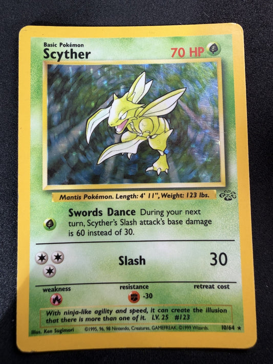 Scyther 10/64 Holo Rare Jungle Pokemon Card Unlimited Holo - MP