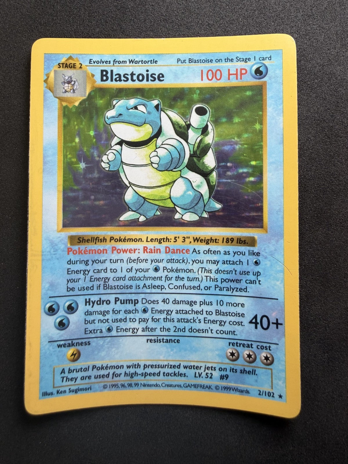 Blastoise 2/102 Base Set Shadowless Holo Rare Pokemon - MP