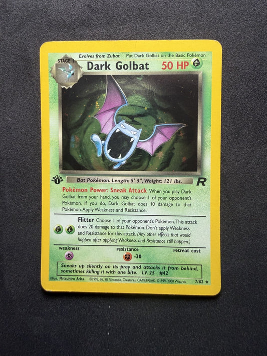 Pokemon Dark Golbat Holo 1st Edition Team Rocket 7/82 - LP