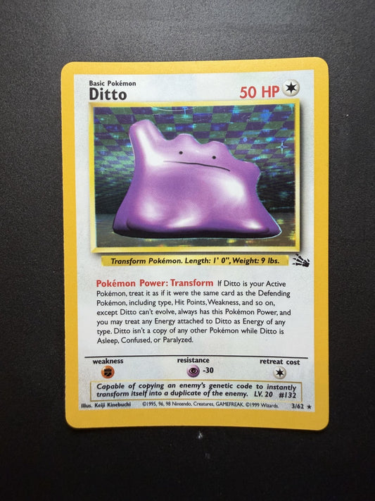 Pokemon TCG Ditto 3/62 Fossil Holo Unlimited - NM