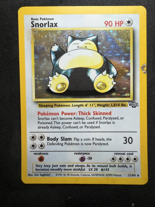 Snorlax 11/64 Holo Rare Jungle Pokemon Unlimited Holo - *See photos* - DMG