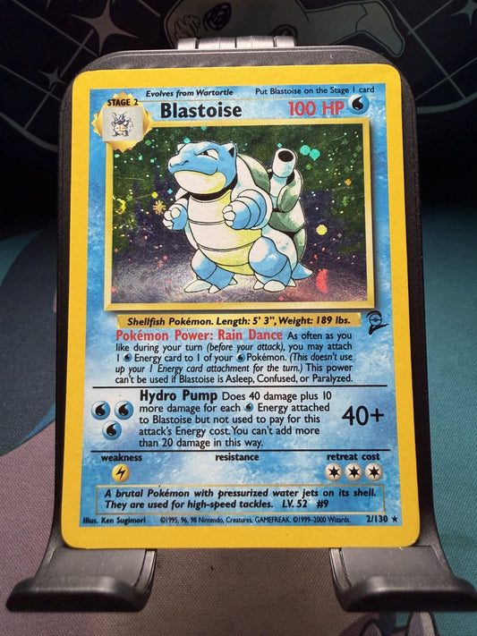 Blastoise - 2/130 - Holo Rare - Base Set 2 - Pokemon Card - & SWIRRLL ꩜ - LP
