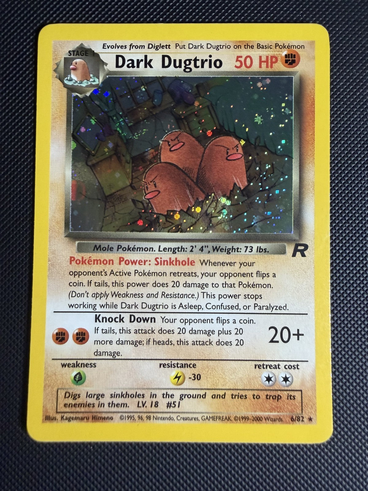 Dark Dugtrio 6/82 Holo Rare Team Rocket Pokemon - NM + SWIRL