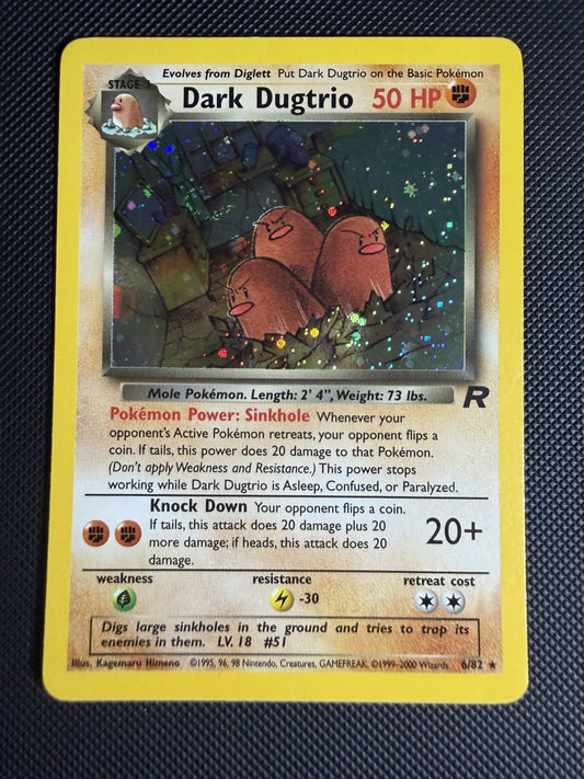 Dark Dugtrio 6/82 Holo Rare Team Rocket Pokemon - NM + SWIRL