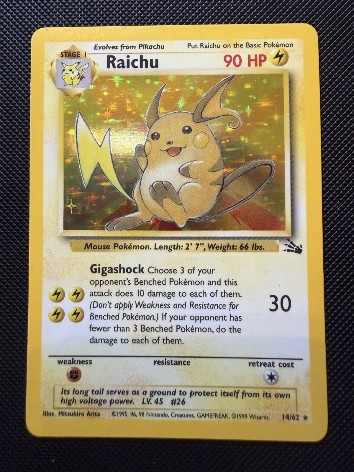 Raichu 14/62 Rare Fossil Pokemon Unlimited Holo - LP+