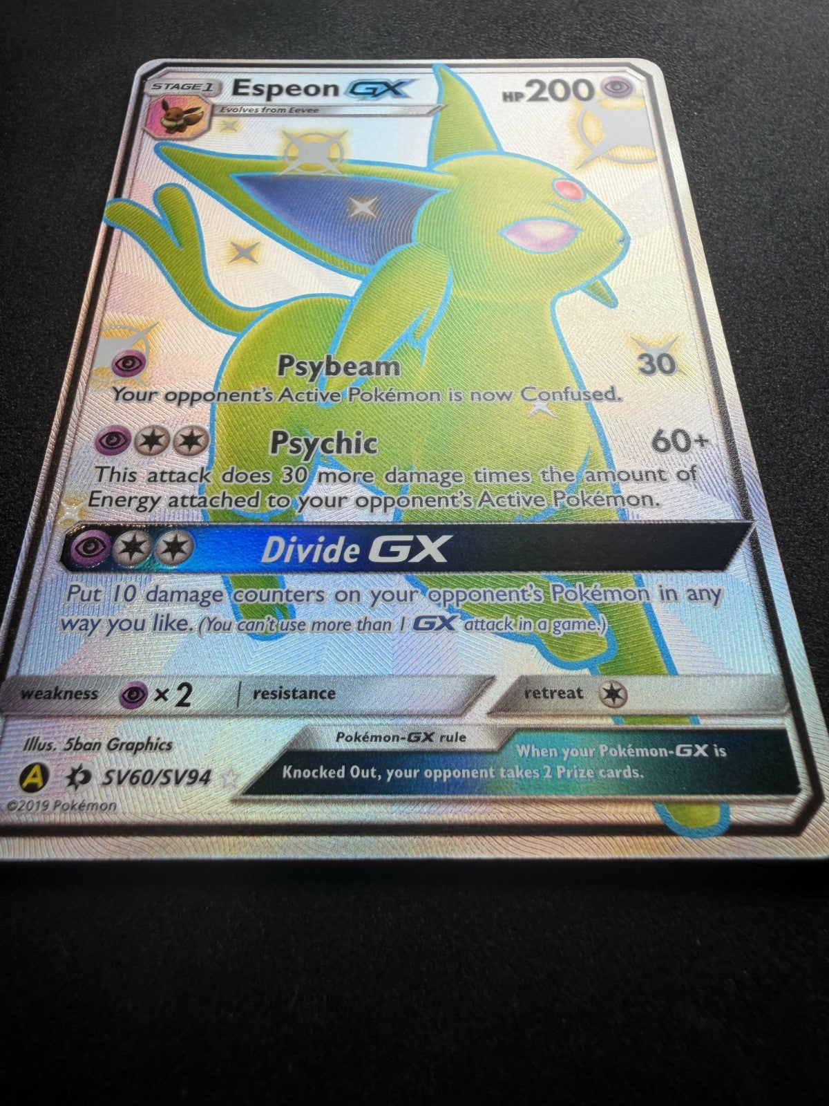Espeon GX SV60/SV94 Shiny GX Rare Hidden Fates Shiny Vault Pokemon - NM