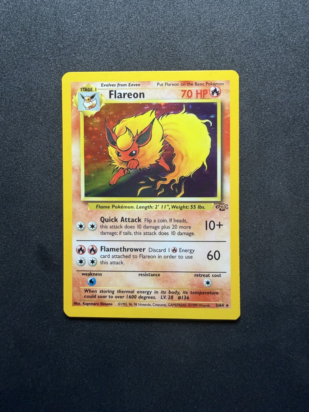 Flareon - 3/64 - Holo Rare - Jungle - Pokemon Card - LP
