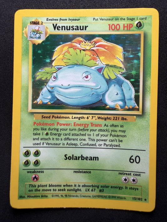 Pokemon Venusaur Holo Rare Base Set Unlimited 15/102 WOTC 1999 - LP