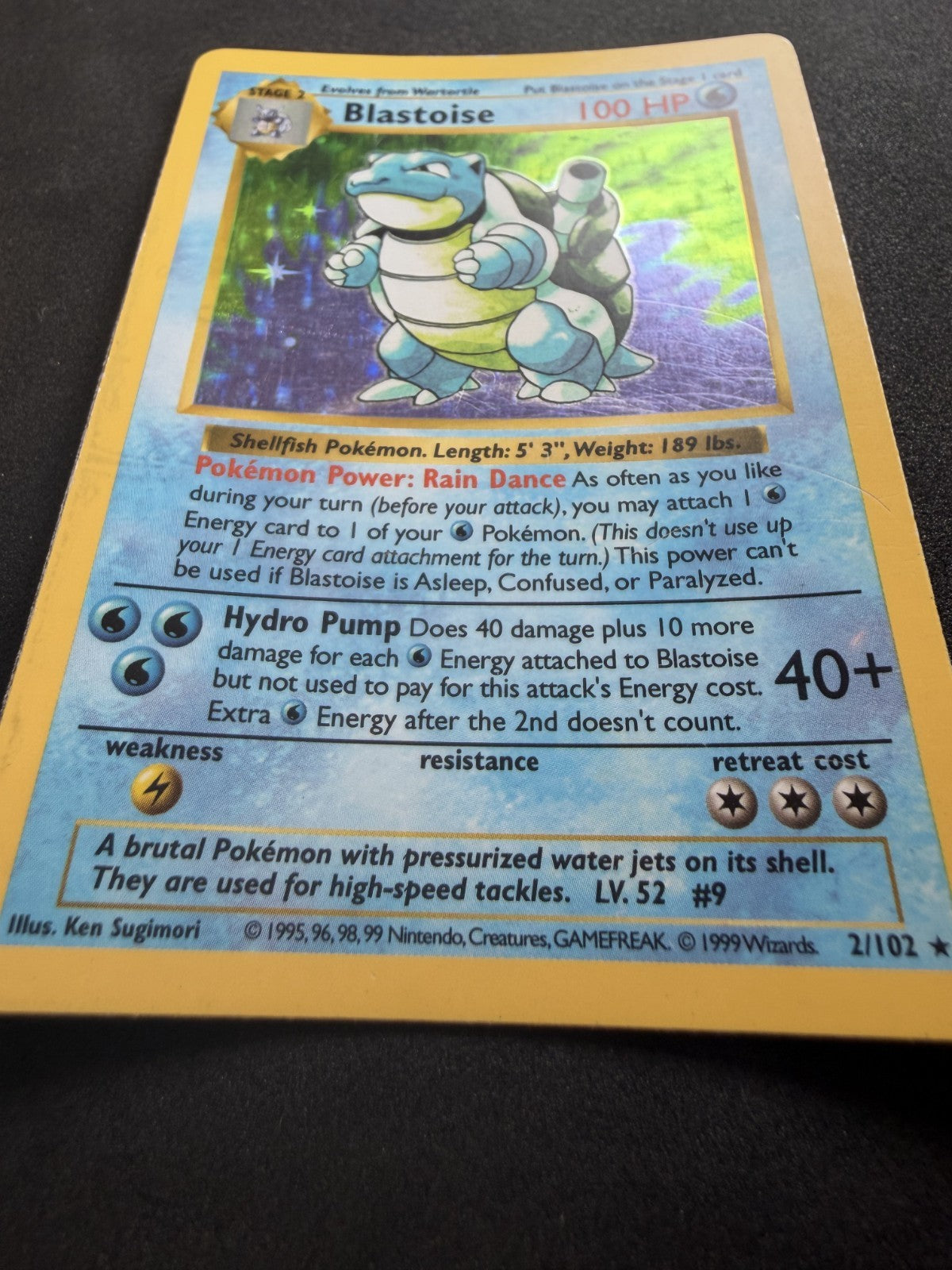 Blastoise 2/102 Base Set Shadowless Holo Rare Pokemon - MP