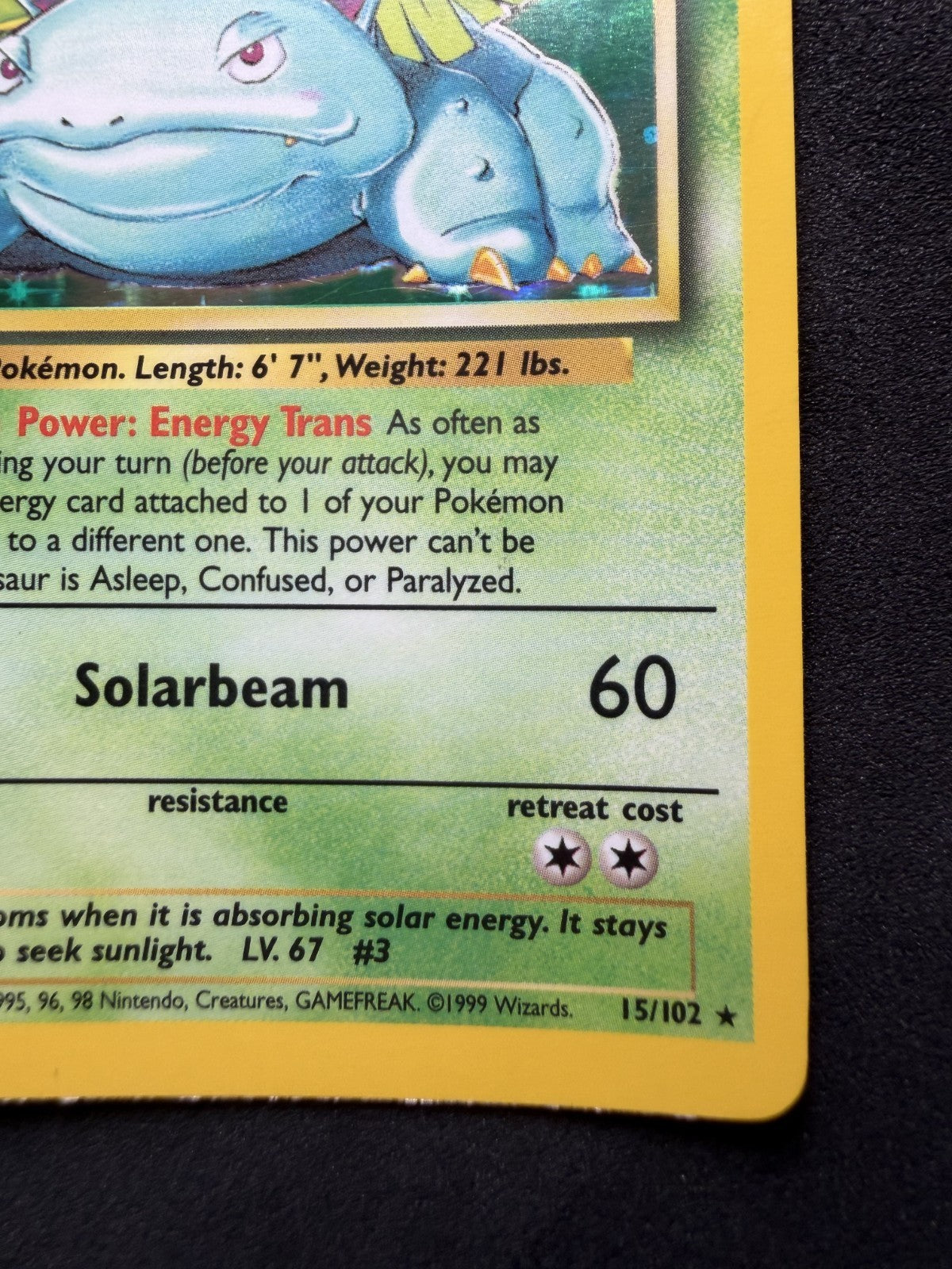 Pokemon Venusaur Holo Rare Base Set Unlimited 15/102 WOTC 1999 - LP