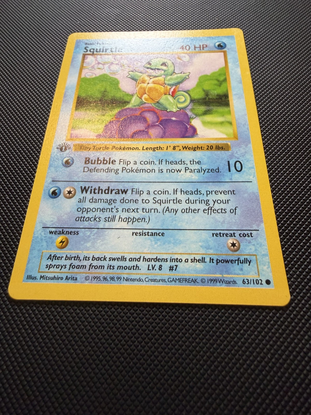 Squirtle 63/102 1st Edition Shadowless Pokemon - LP+