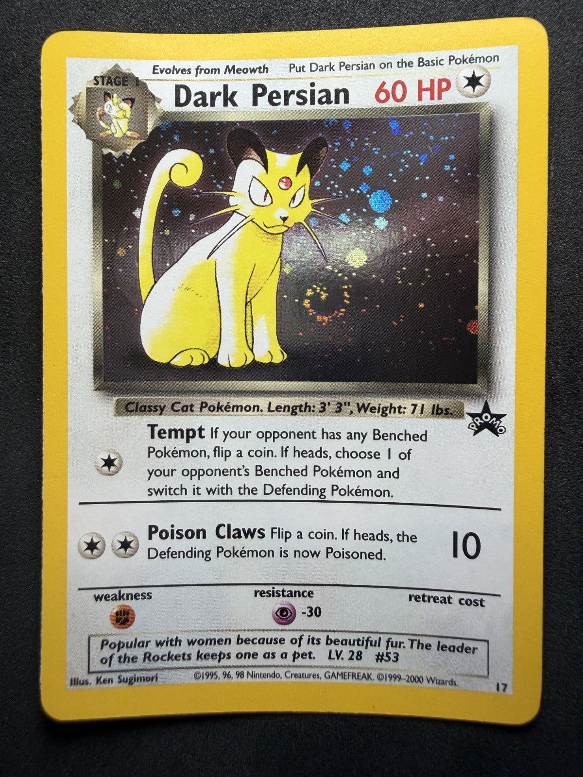 Pokémon TCG - Dark Persian - Black Star Promo #17 - & SWIRL 🌀 - NM